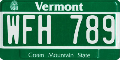 VT license plate WFH789