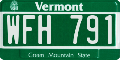 VT license plate WFH791