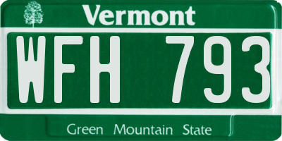 VT license plate WFH793