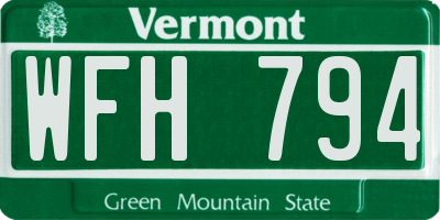 VT license plate WFH794