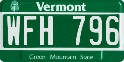 VT license plate WFH796