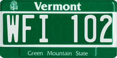 VT license plate WFI102
