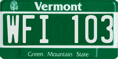 VT license plate WFI103