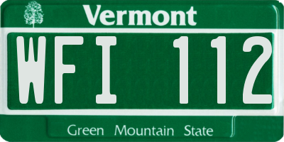 VT license plate WFI112