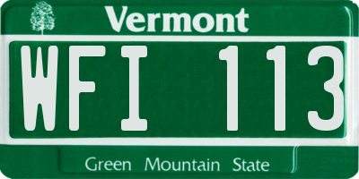 VT license plate WFI113