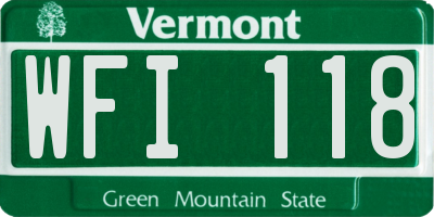 VT license plate WFI118