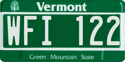 VT license plate WFI122