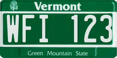 VT license plate WFI123