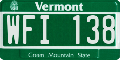 VT license plate WFI138