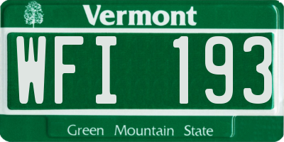 VT license plate WFI193