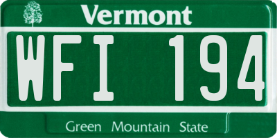 VT license plate WFI194