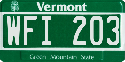 VT license plate WFI203