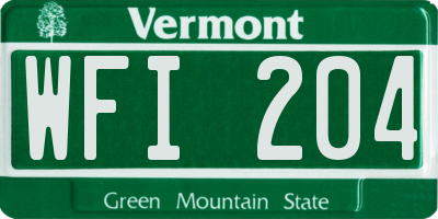 VT license plate WFI204