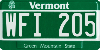 VT license plate WFI205