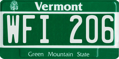 VT license plate WFI206