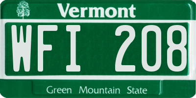 VT license plate WFI208