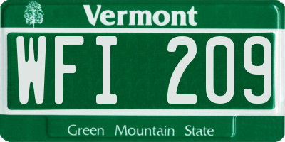 VT license plate WFI209