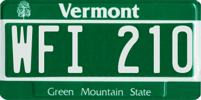 VT license plate WFI210