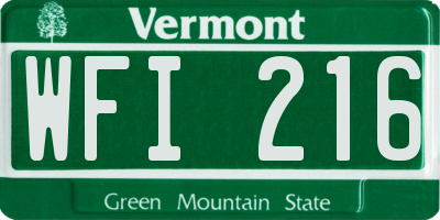 VT license plate WFI216