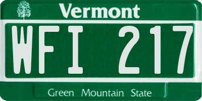 VT license plate WFI217