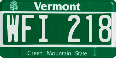 VT license plate WFI218