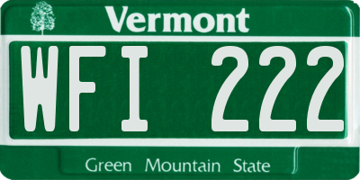 VT license plate WFI222