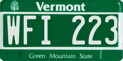 VT license plate WFI223