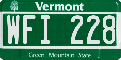 VT license plate WFI228