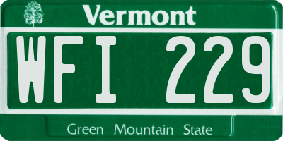 VT license plate WFI229