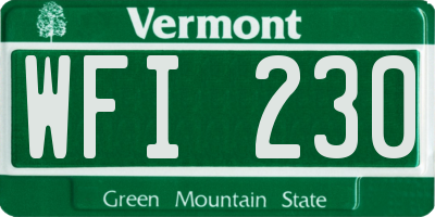 VT license plate WFI230