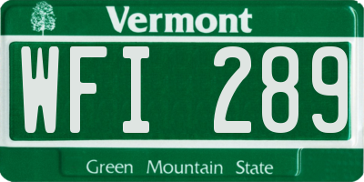 VT license plate WFI289