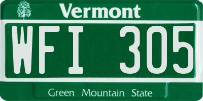 VT license plate WFI305