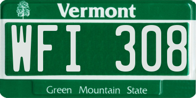 VT license plate WFI308