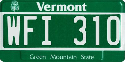VT license plate WFI310