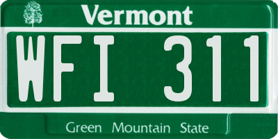 VT license plate WFI311