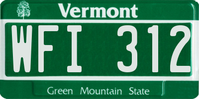 VT license plate WFI312