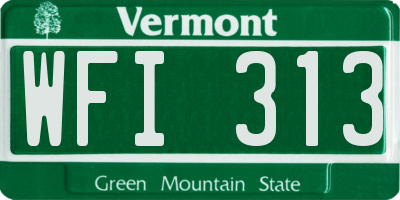 VT license plate WFI313