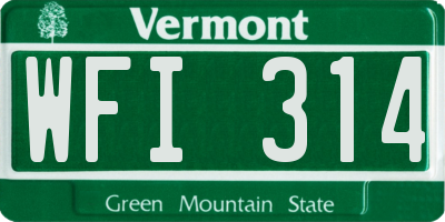 VT license plate WFI314
