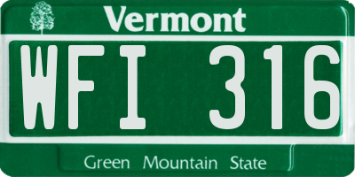 VT license plate WFI316