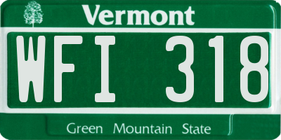 VT license plate WFI318