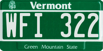 VT license plate WFI322