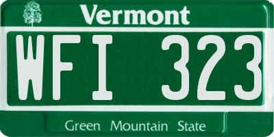 VT license plate WFI323