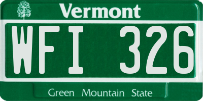 VT license plate WFI326