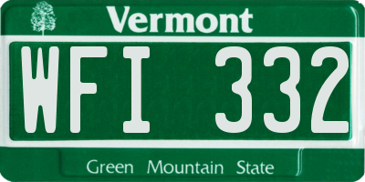 VT license plate WFI332