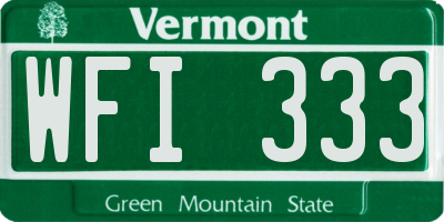 VT license plate WFI333