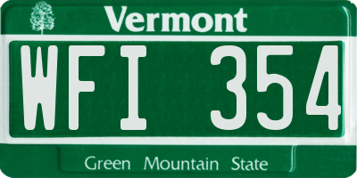 VT license plate WFI354