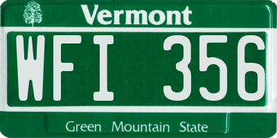 VT license plate WFI356