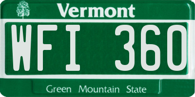 VT license plate WFI360