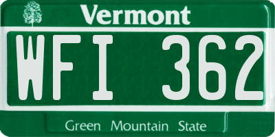 VT license plate WFI362