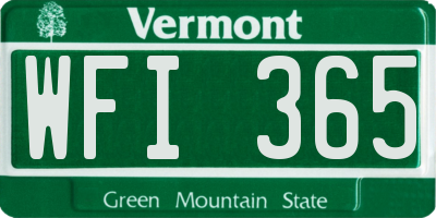 VT license plate WFI365